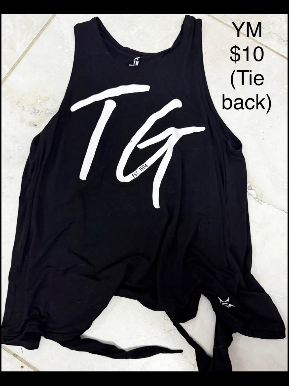 Topgun Tie-Back Black Graphic Tank Top YM